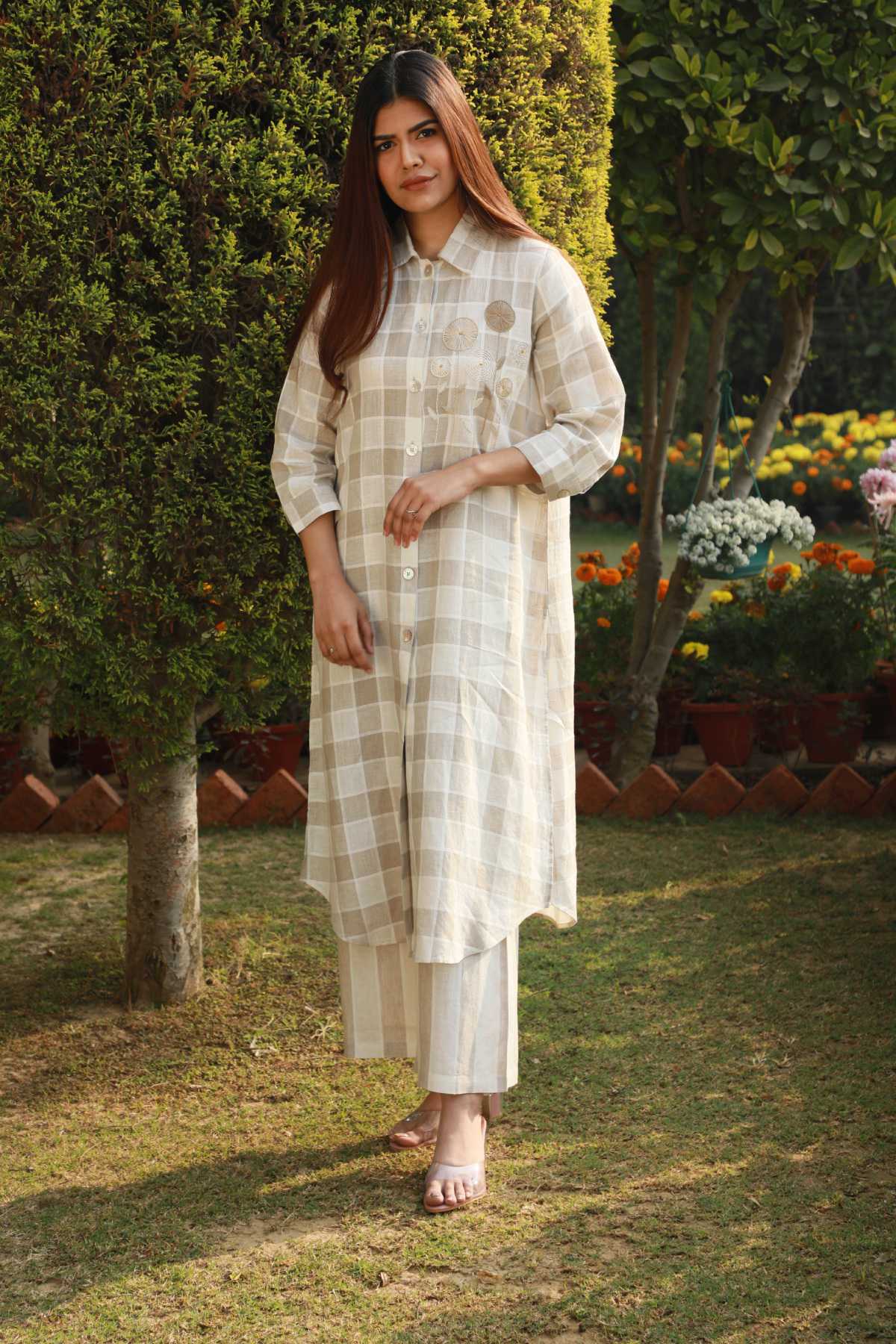 Buy Designer Floral Checks Tunic Online