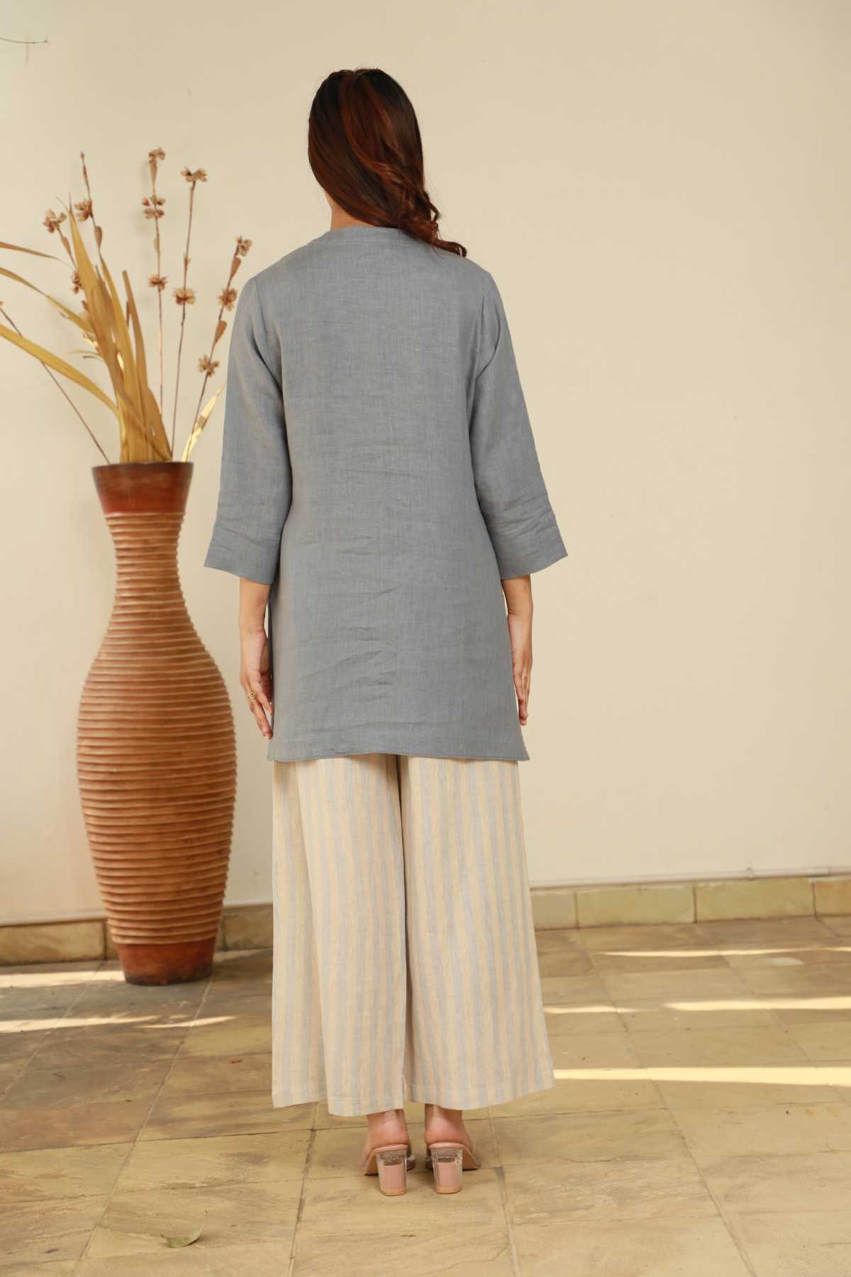 Blue Floral Embroidered Tunic