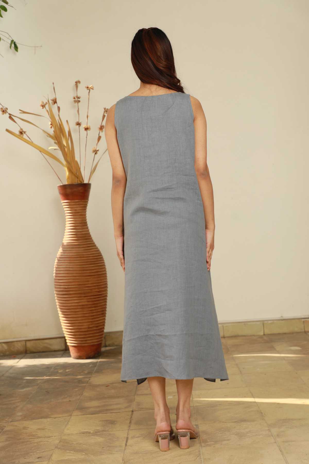 Blue Sleeveless Floral Dress