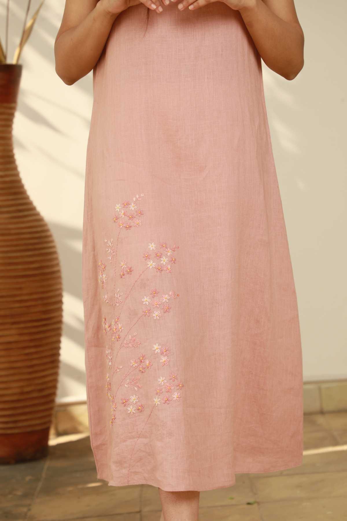 Pink Sleeveless Floral Dress