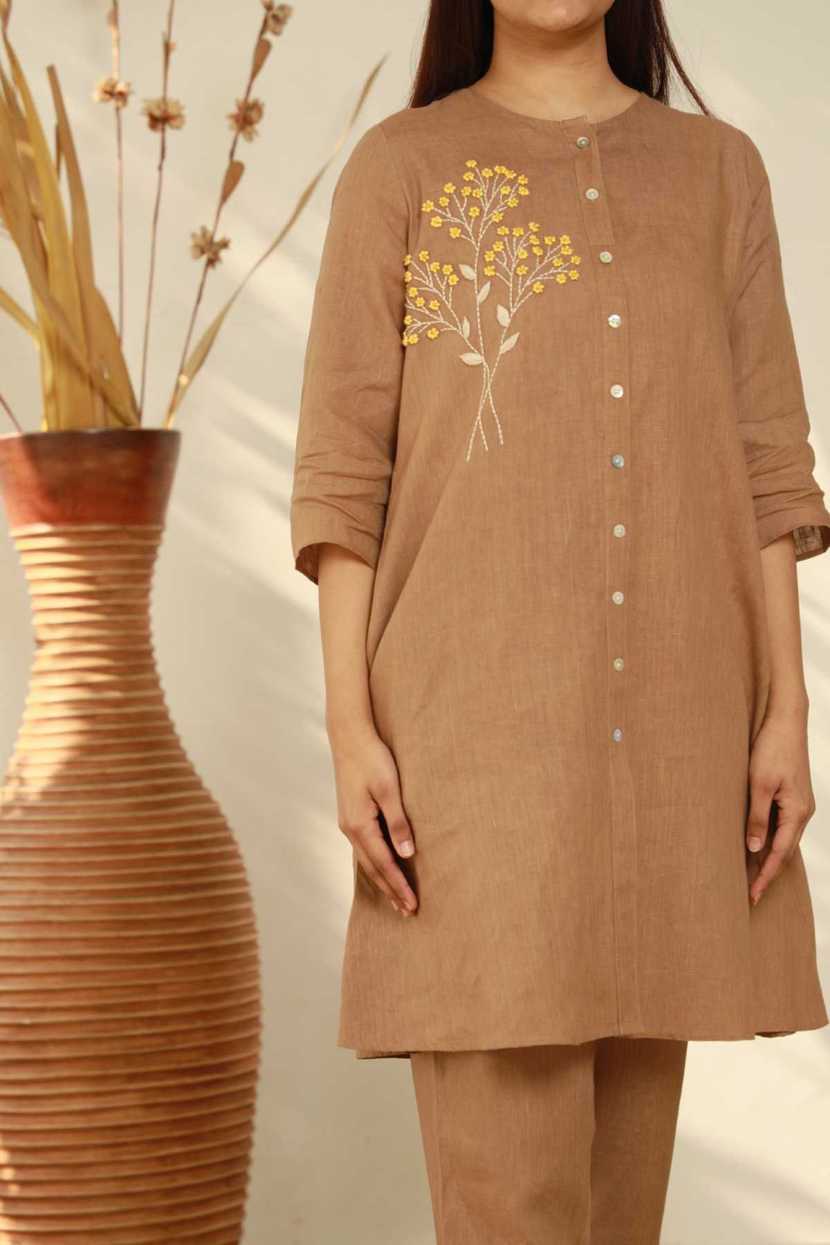 Floral Embroidered Linen Tunic