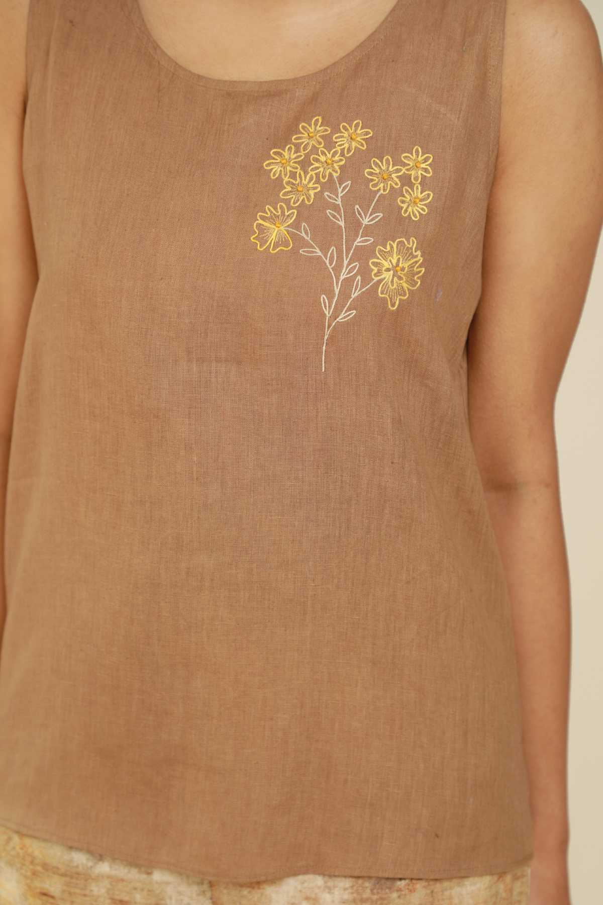 Hazel 100% Linen Embroidered Top