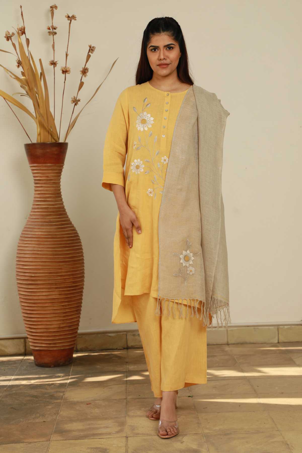 Buy Designer Floral Embroidered Scarf Online