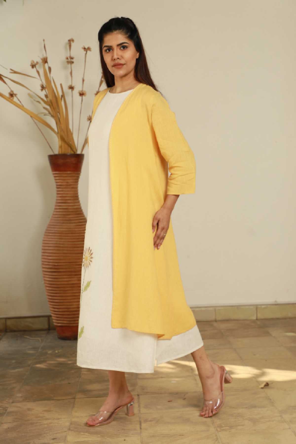 Ochre Yellow 100% Linen Cape