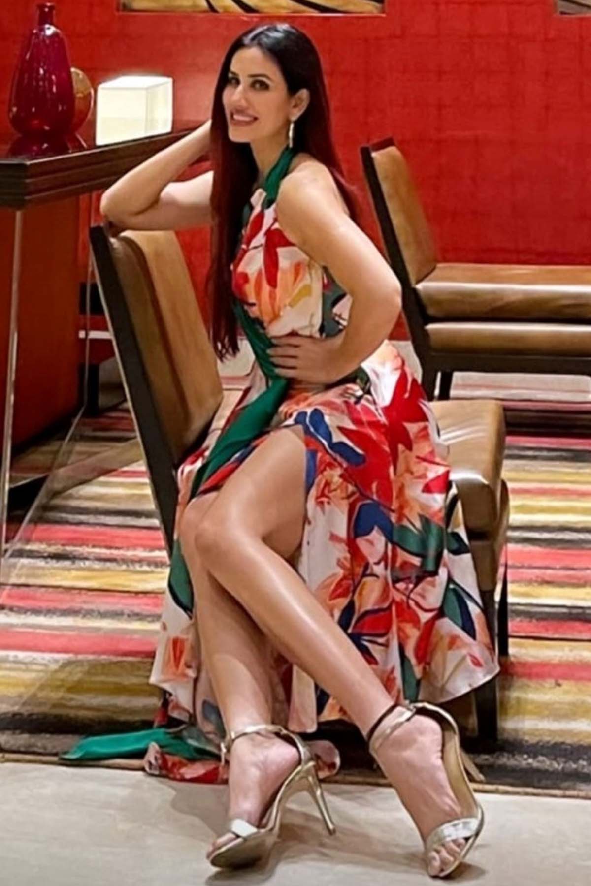 Buy Printed Drape Dress by Mandira Wirk