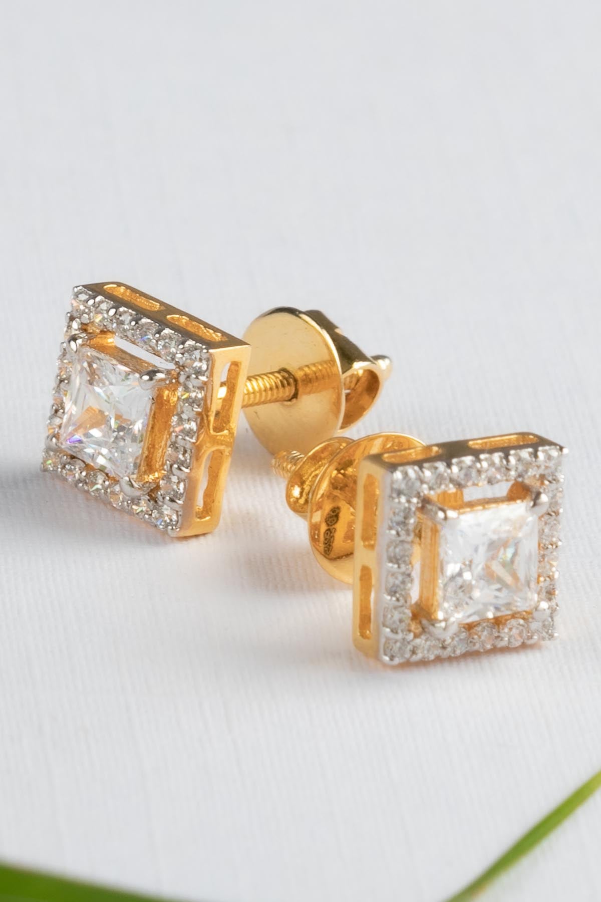 Square Halo Solitaire Earrings