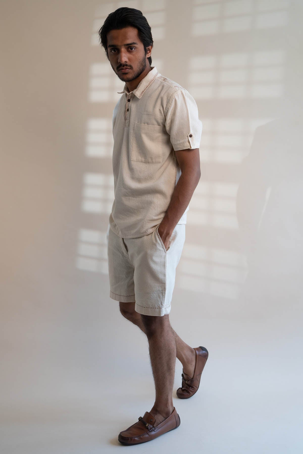 Straight Fit Cotton Shorts