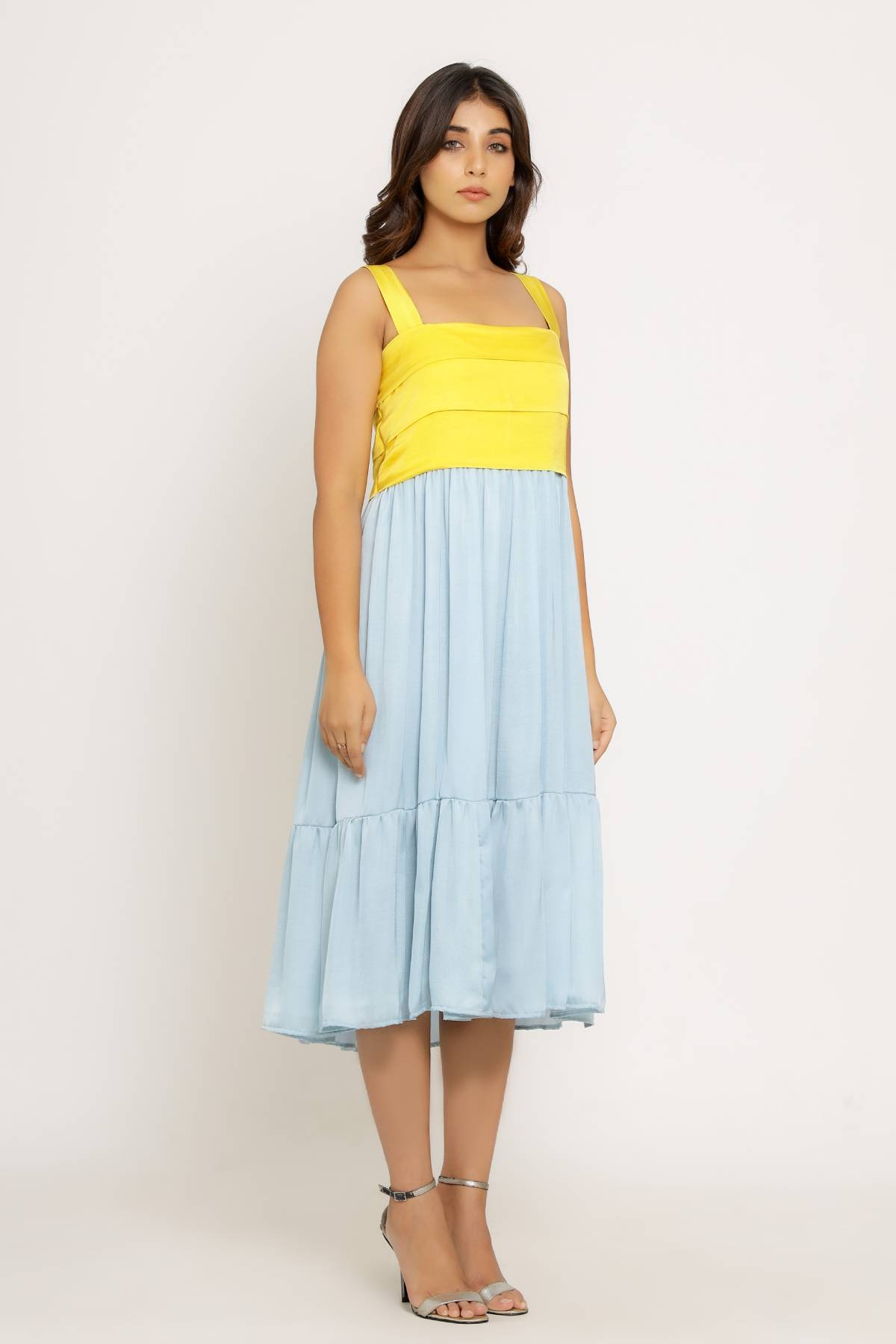 Yellow & Blue Sleeveless Dress