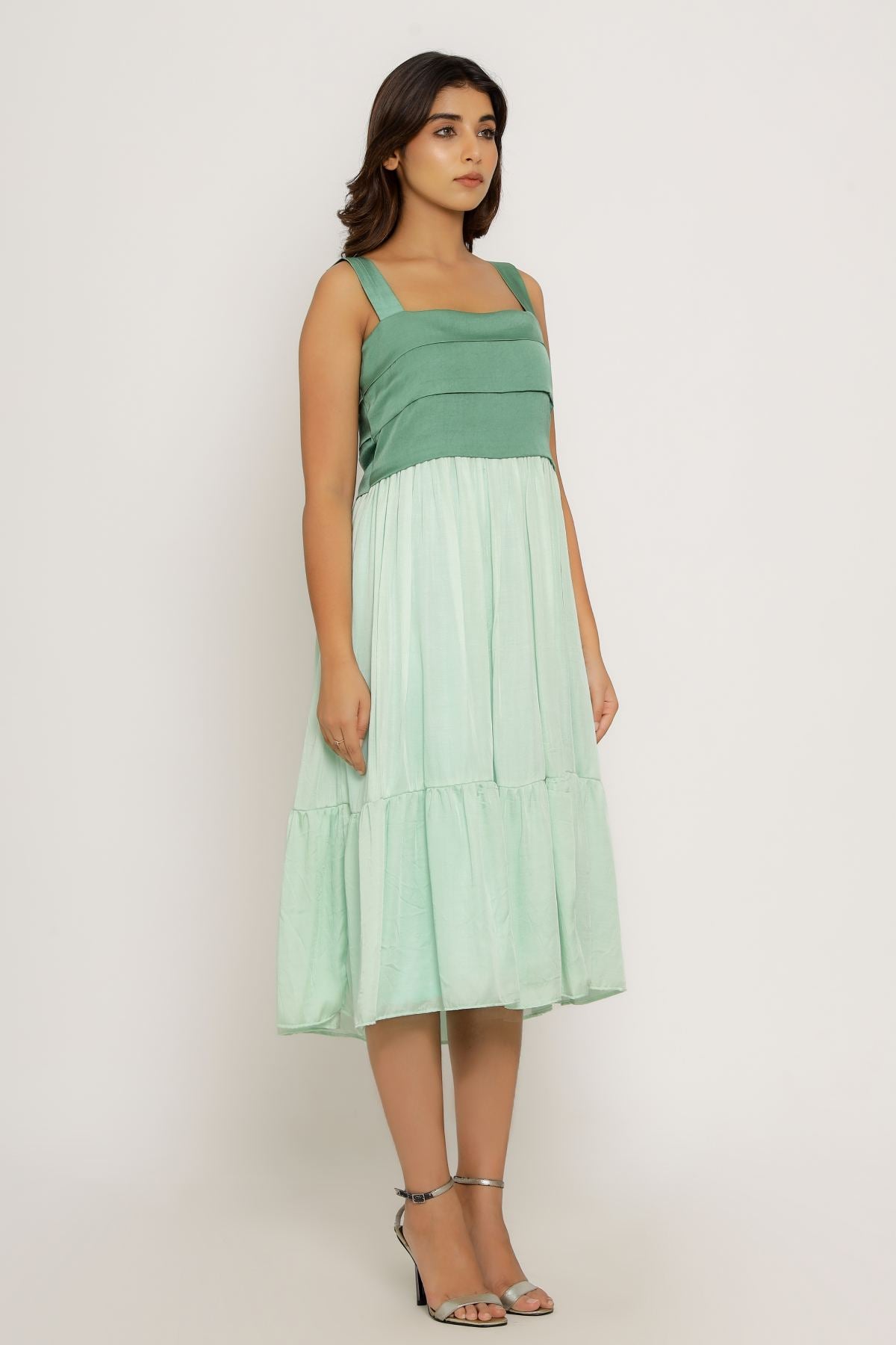 Green Strap Sleeveless Dress