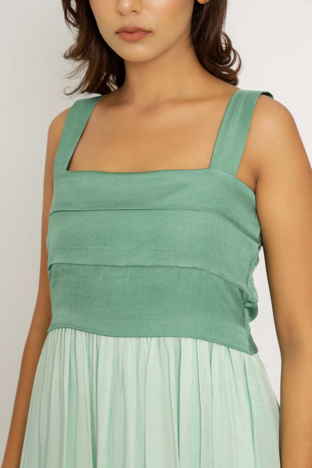 Green Strap Sleeveless Dress