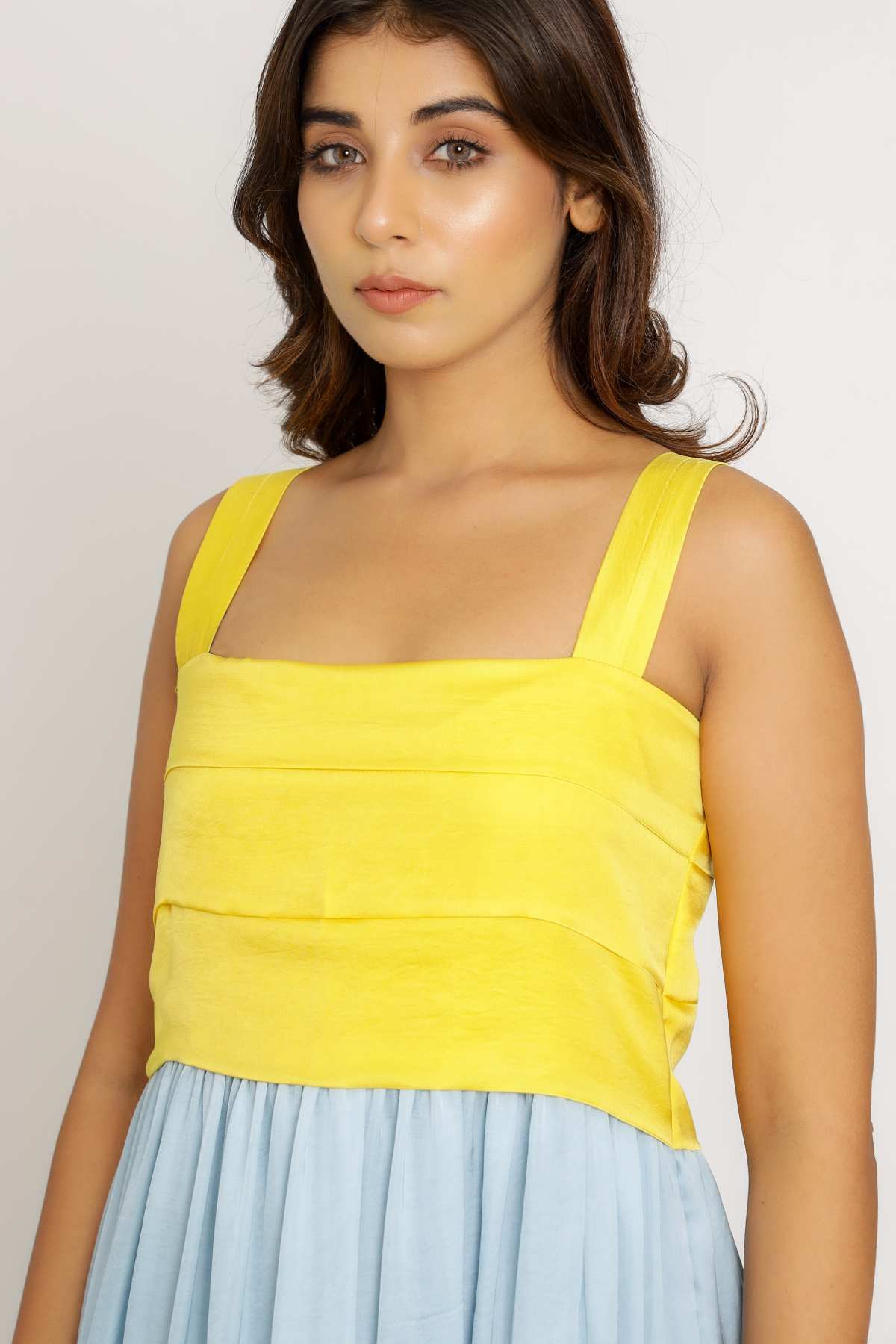 Yellow & Blue Sleeveless Dress