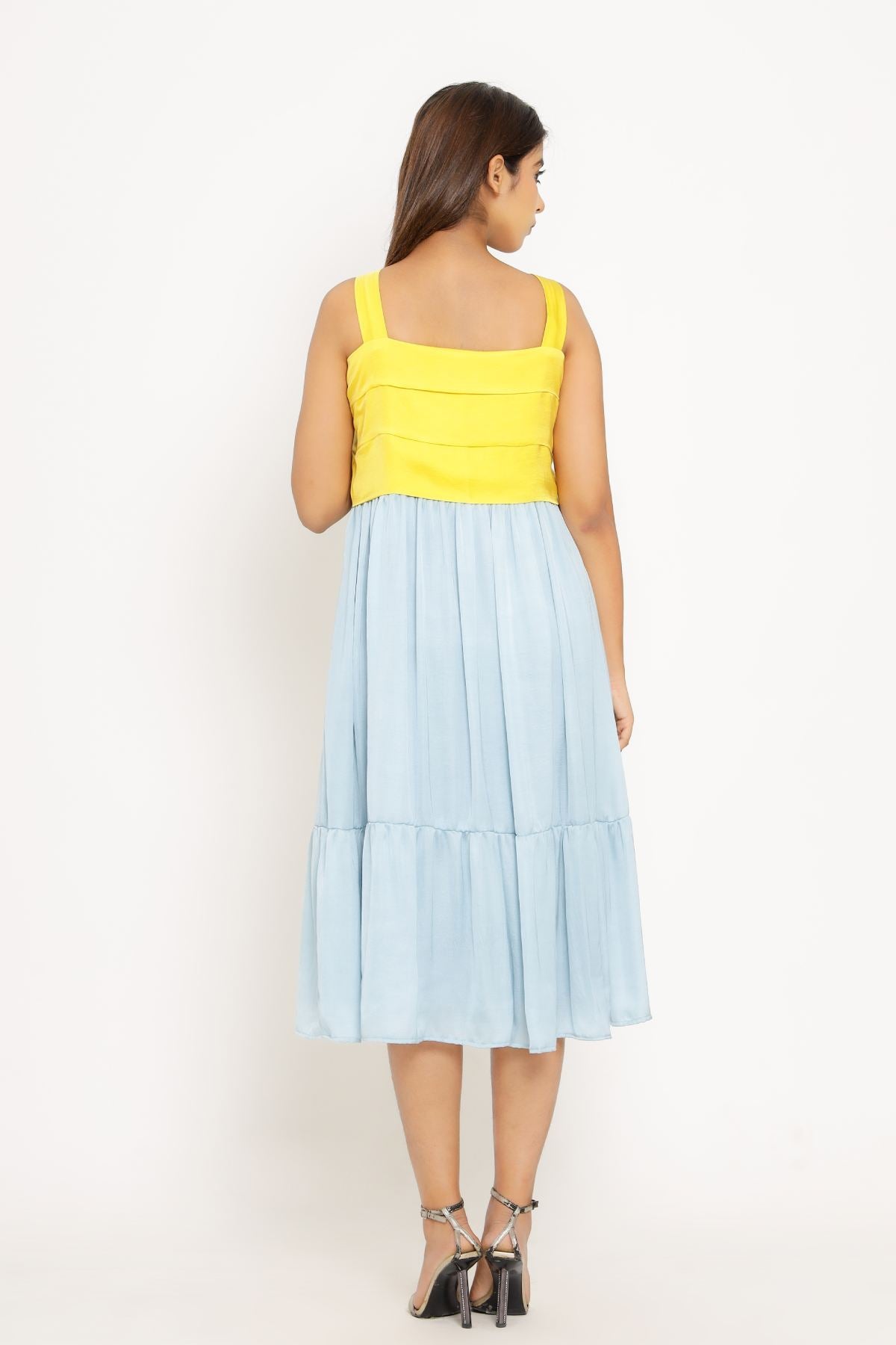 Yellow & Blue Sleeveless Dress