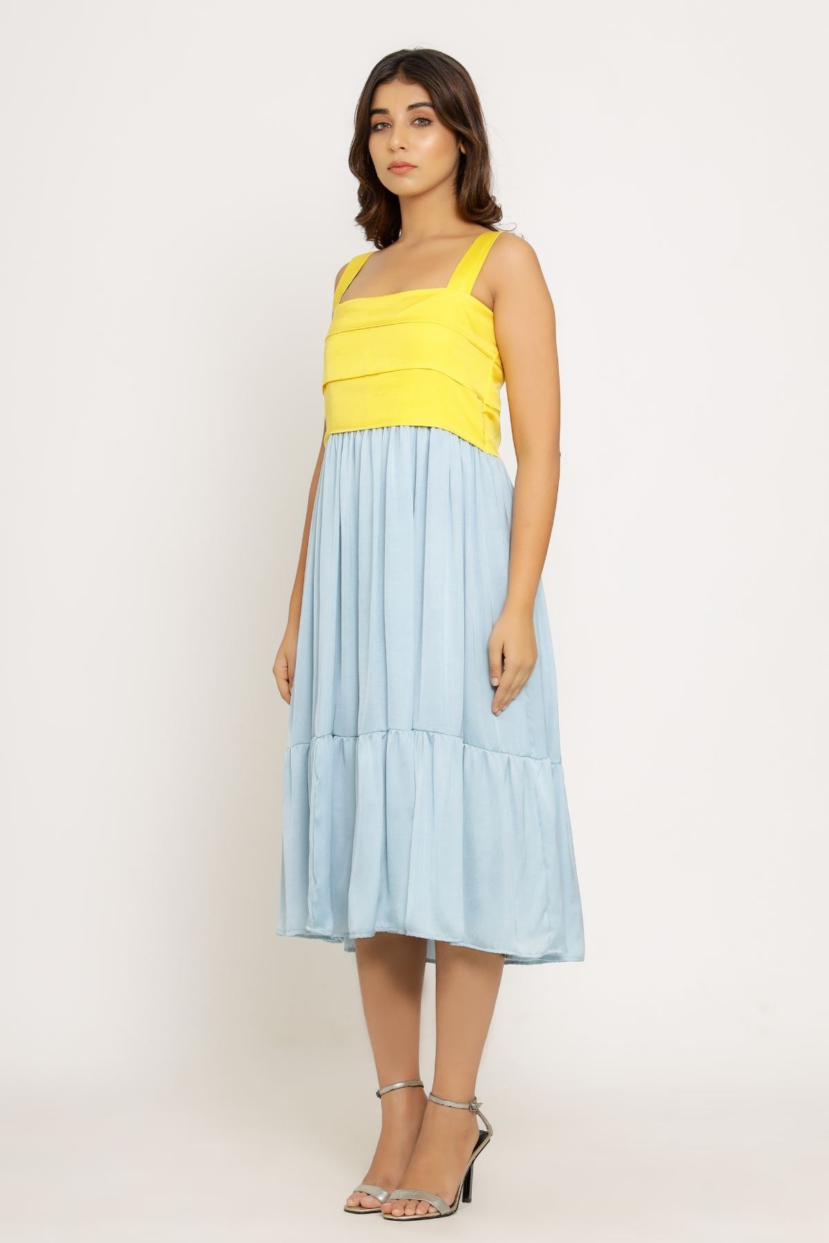 Yellow & Blue Sleeveless Dress