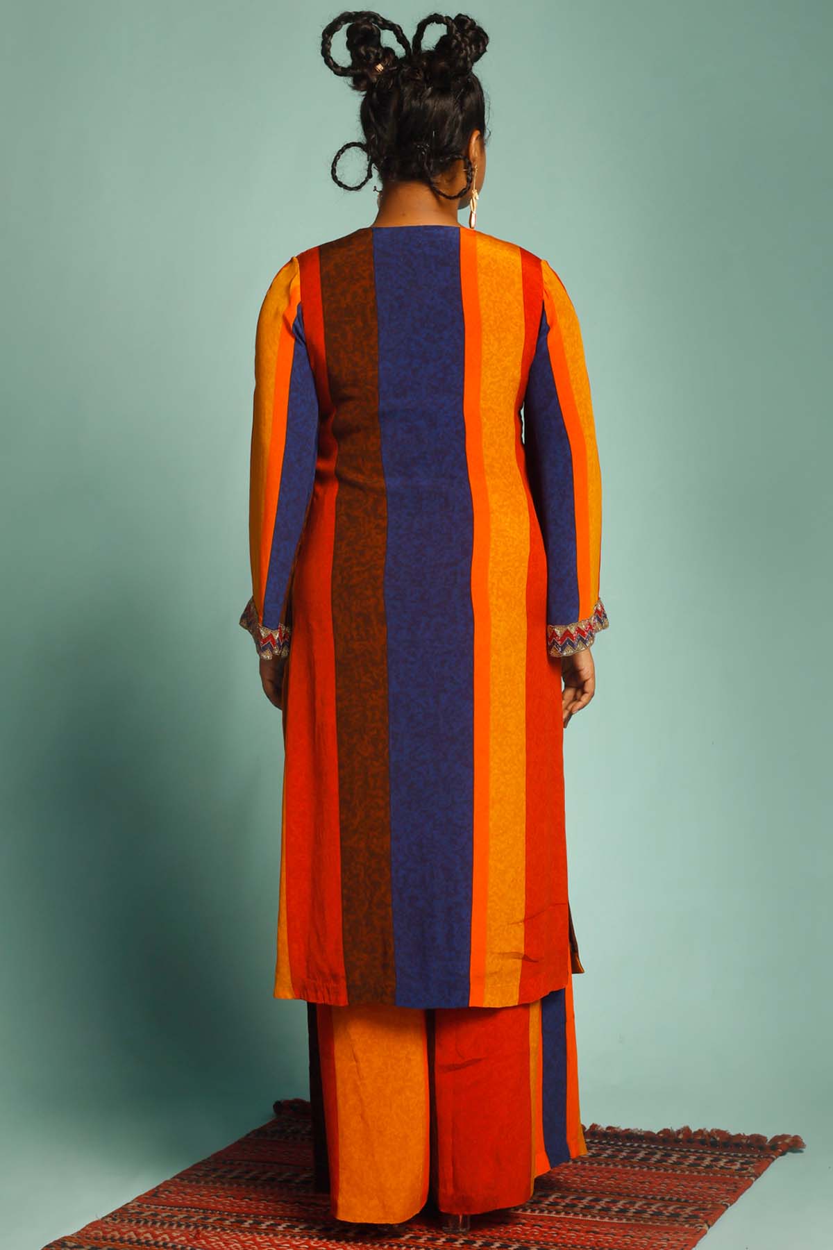 Striped Embroidered Kurta Set