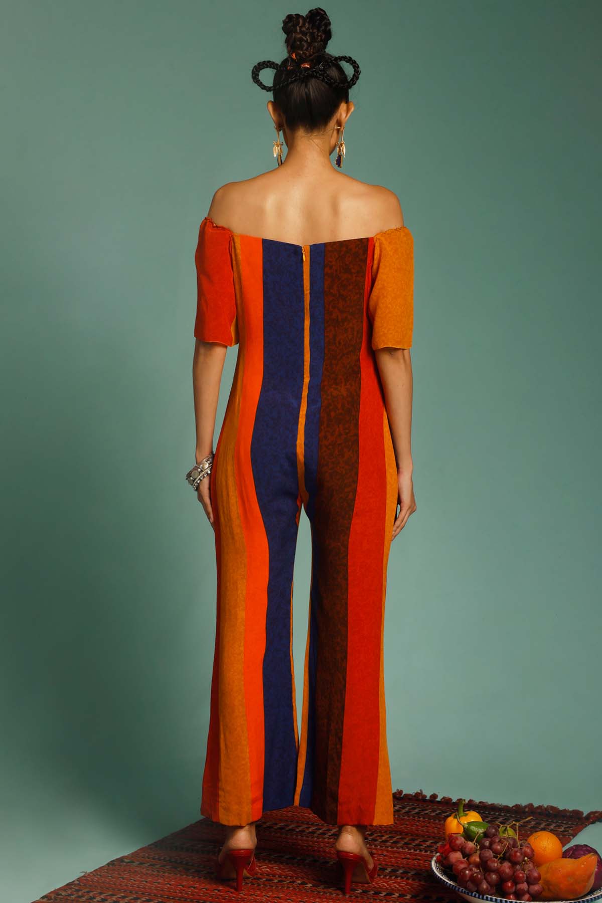 Striped Natural Crepe Jumpsuit