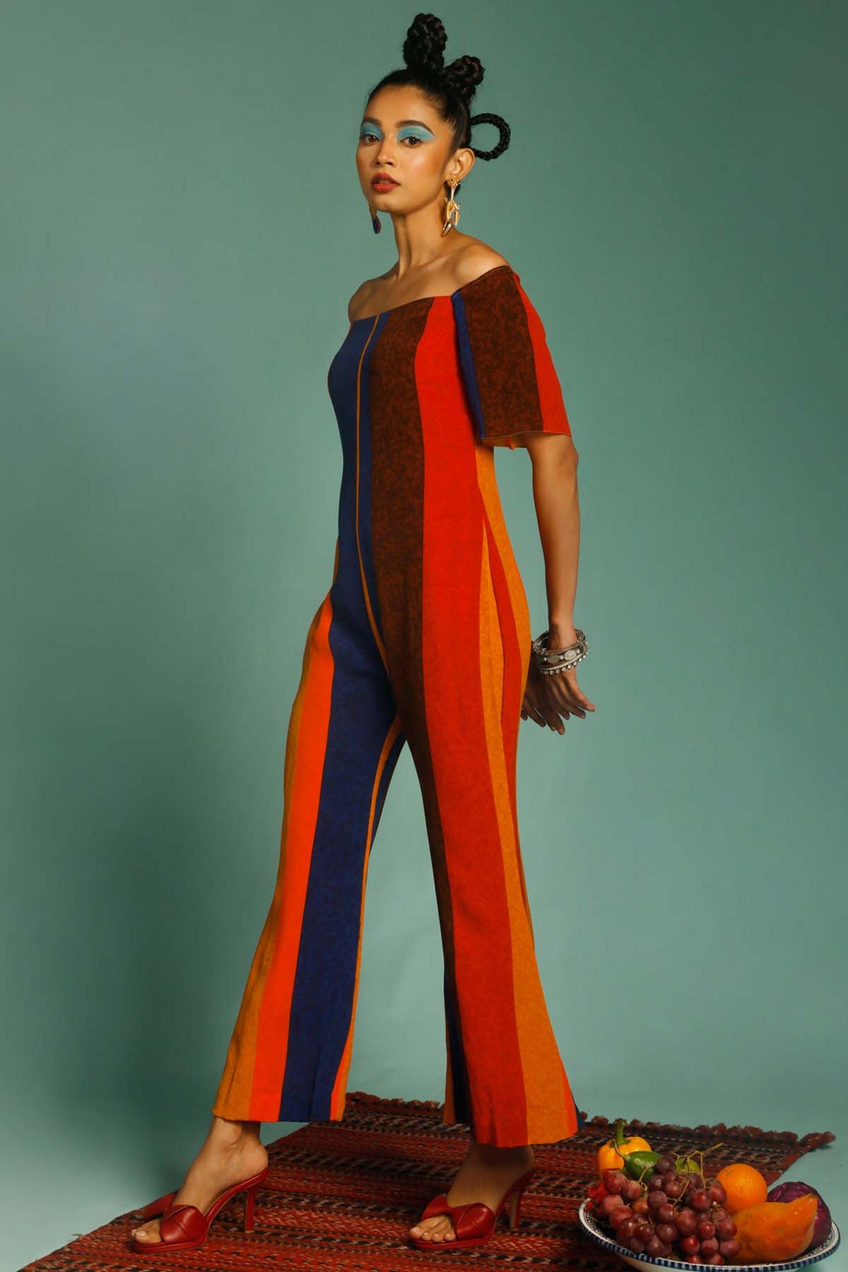 Striped Natural Crepe Jumpsuit