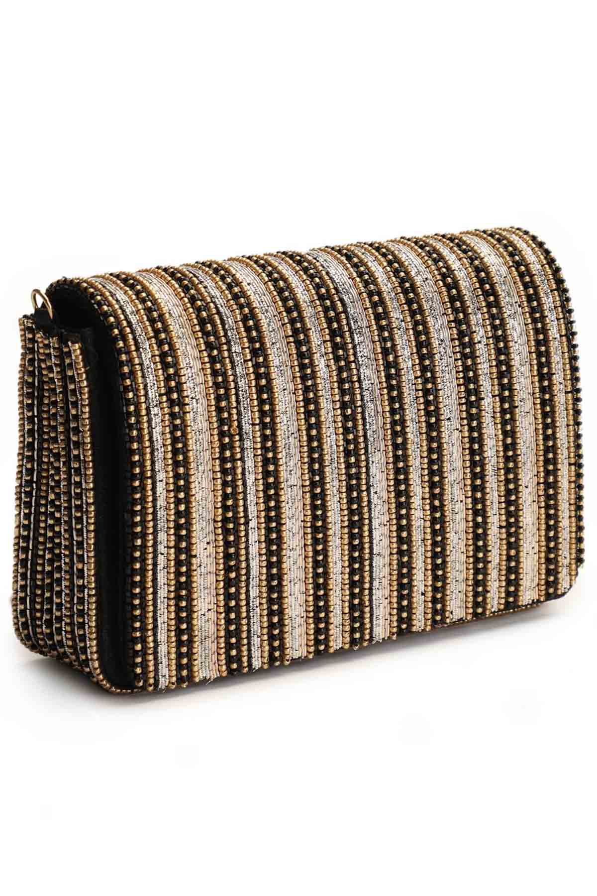 Stripes Embroidered Clutch