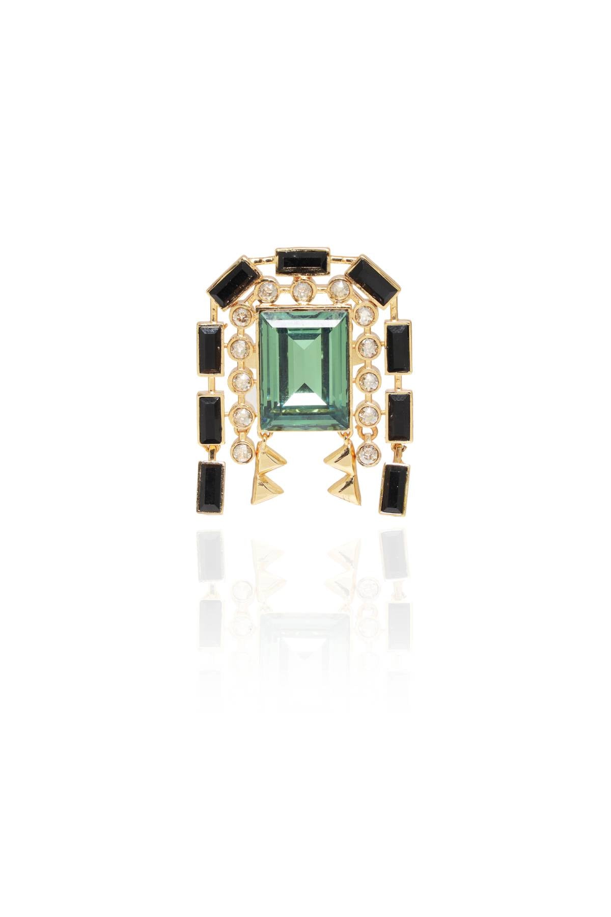 Green Swarovski Baguette Ring
