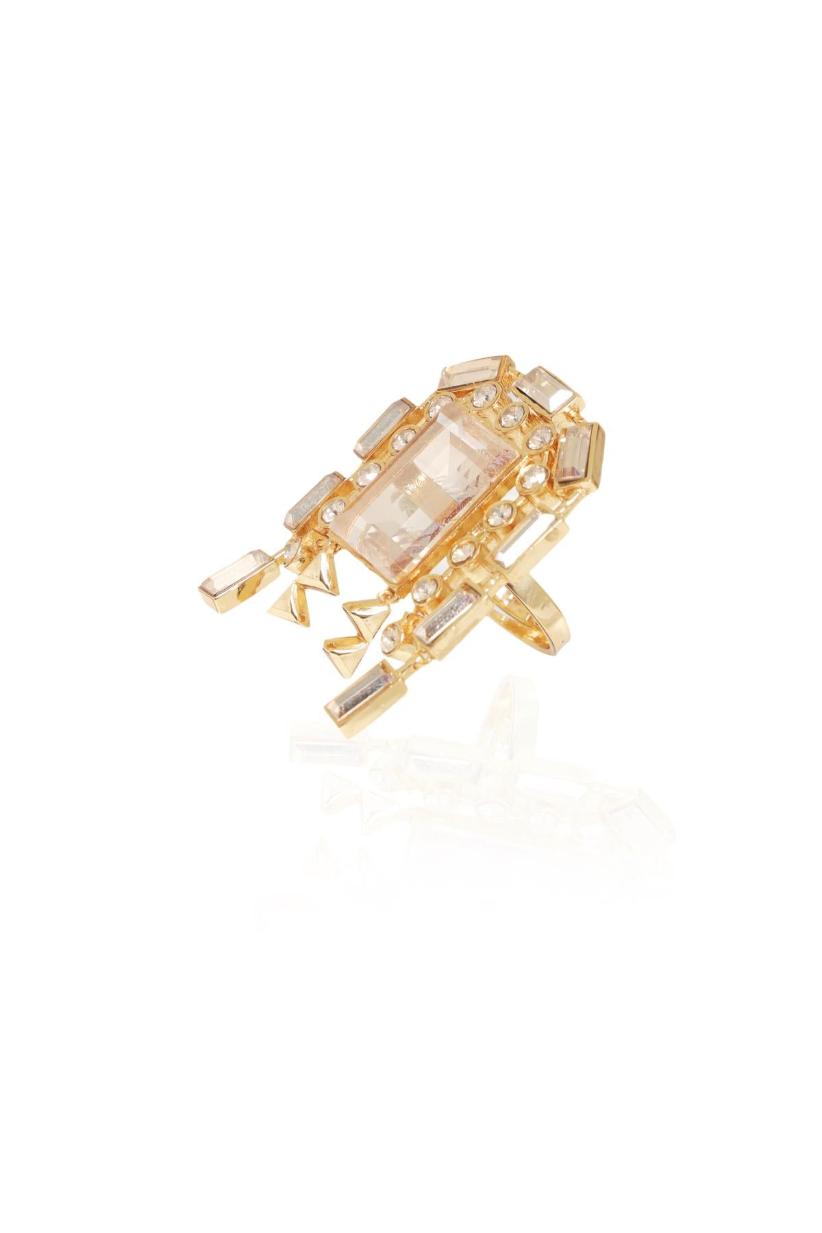 Gold Swarovski Baguette Ring