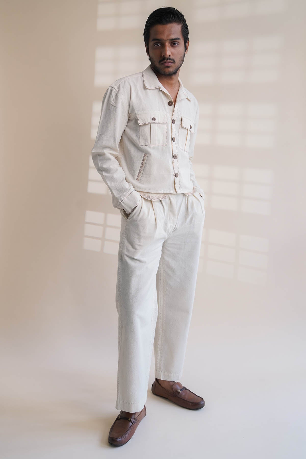 Buy Designer Tapered Kantha Cotton Pants By Lafaani