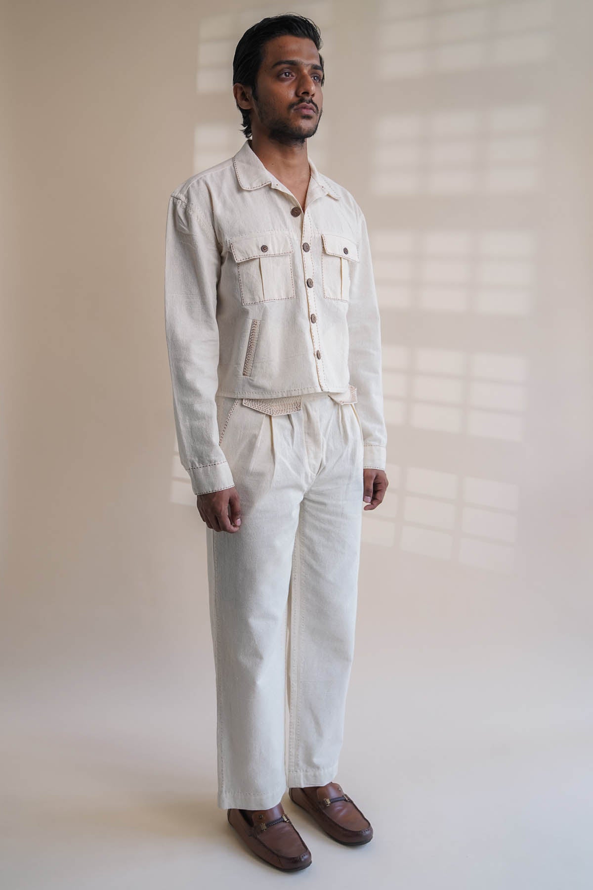 Tapered Kantha Cotton Pants