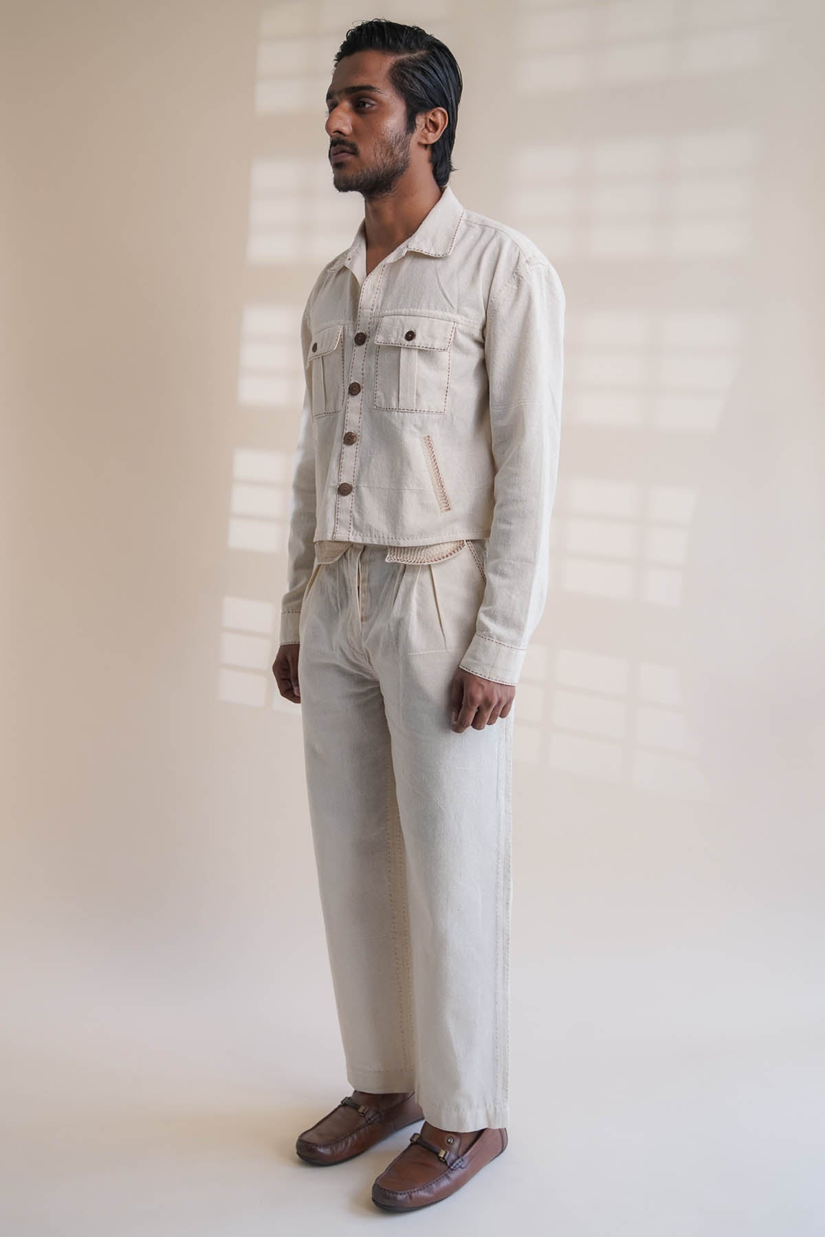 Tapered Kantha Cotton Pants