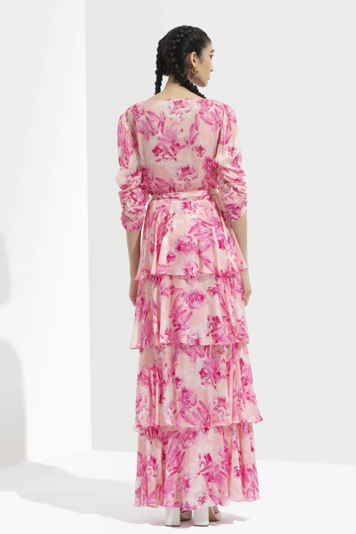 Tiered Printed Long Dress