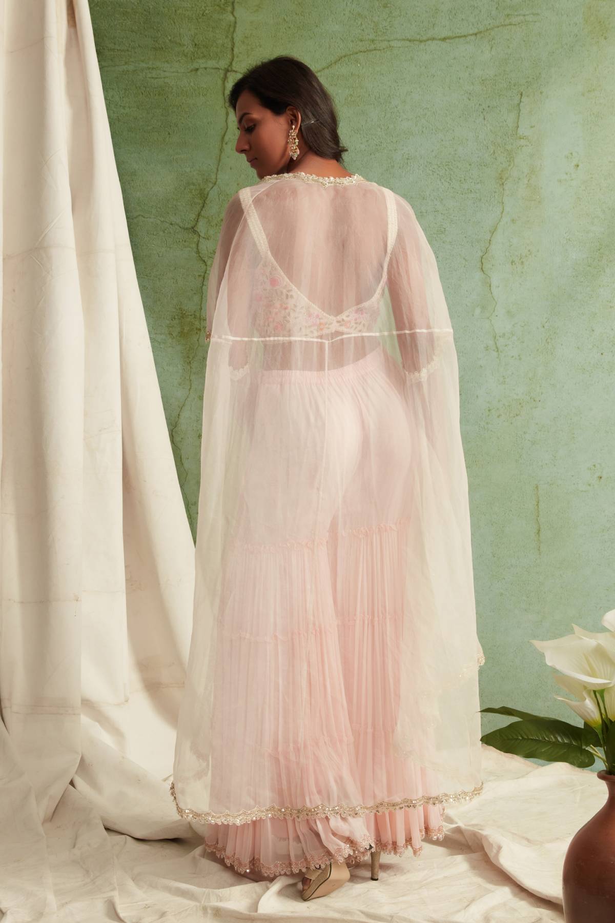 Tiered Zardosi Cape Set