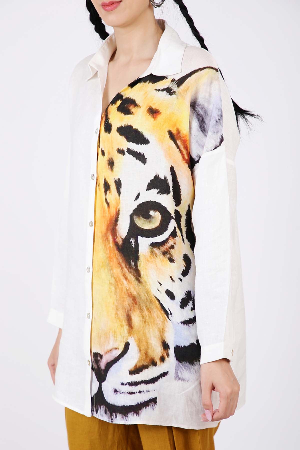 Tiger Printed Linen Shirt