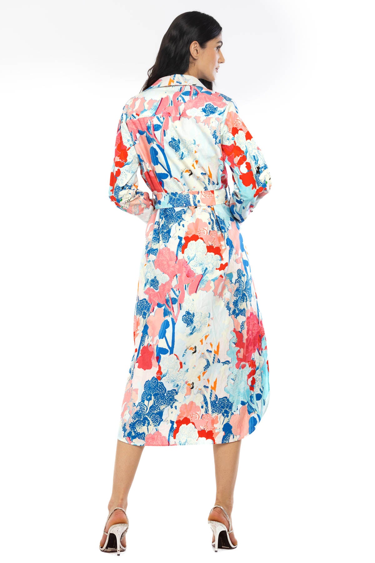 Tropical Print Belted Dress