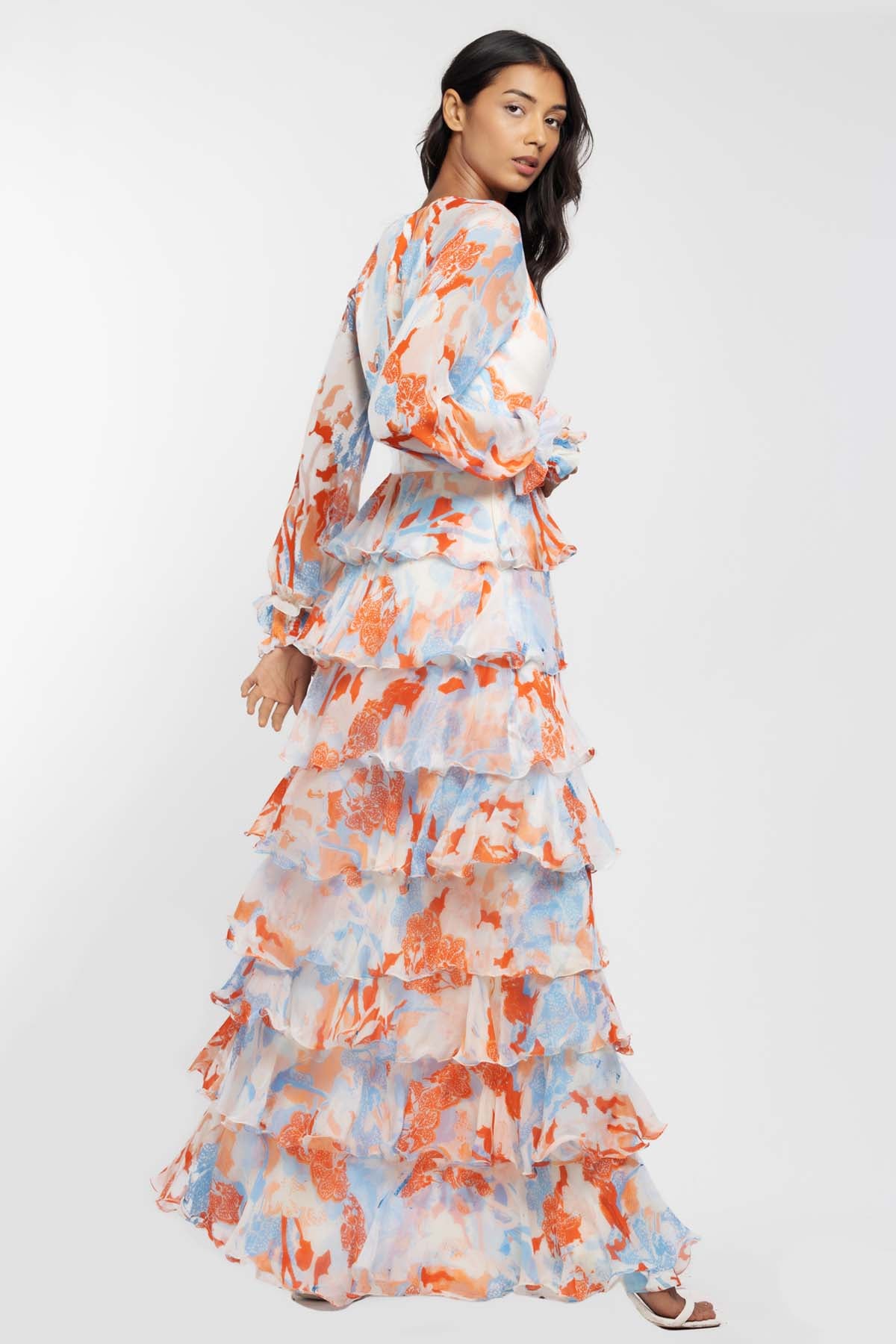 Tropical Print Tiered Dress