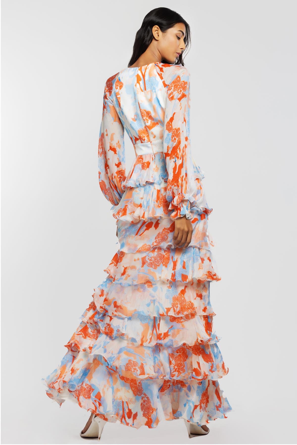 Tropical Print Tiered Dress