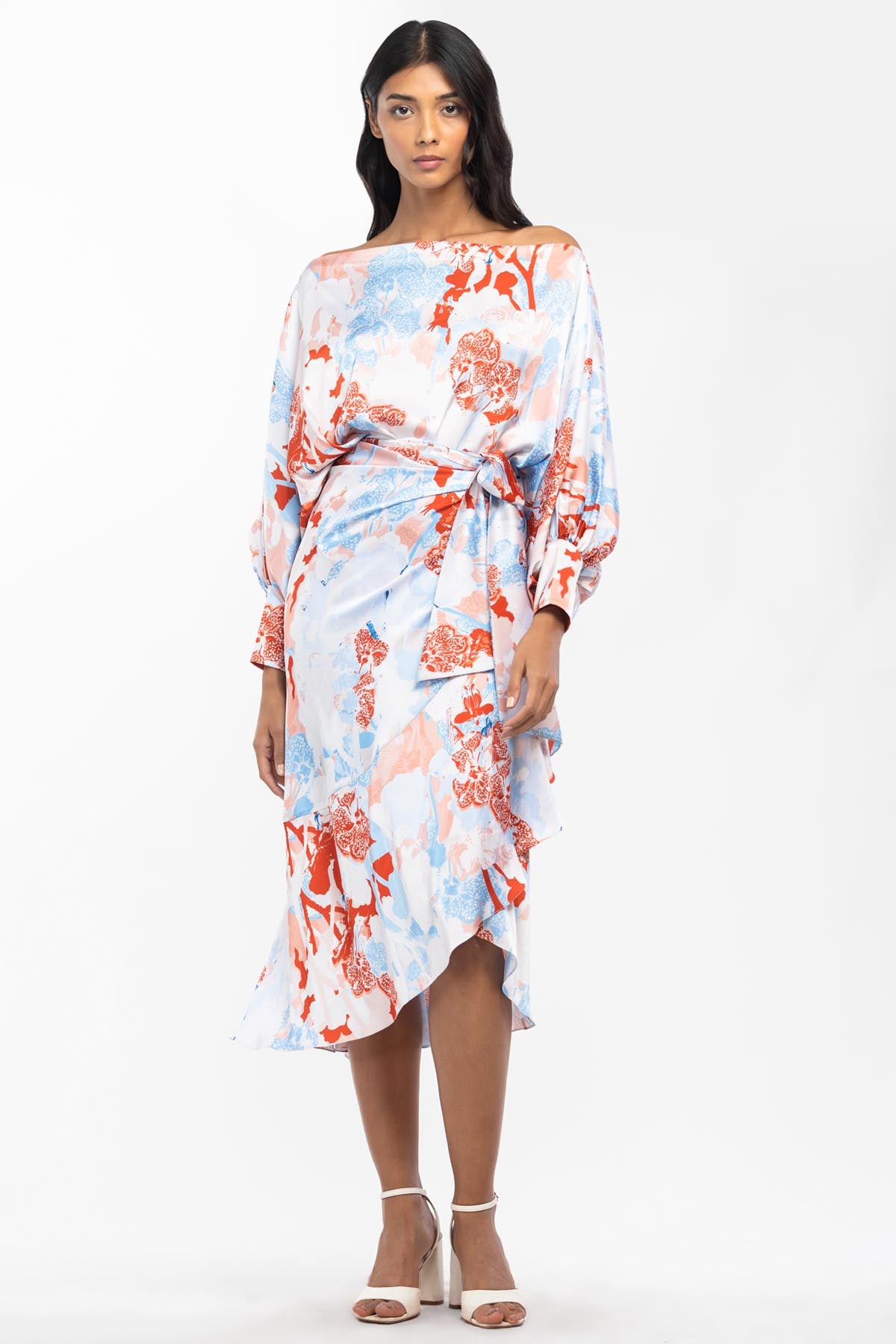 Buy Tropical Printed Wrap Skirt Set by Mandira Wirk