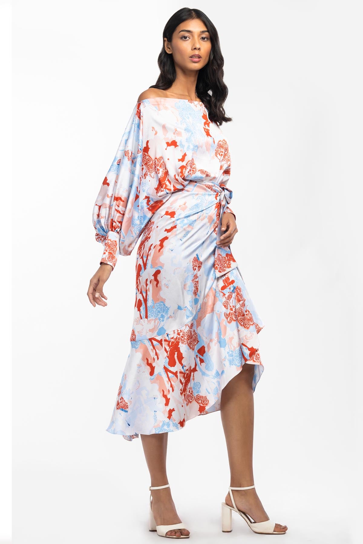 Tropical Printed Wrap Skirt Set