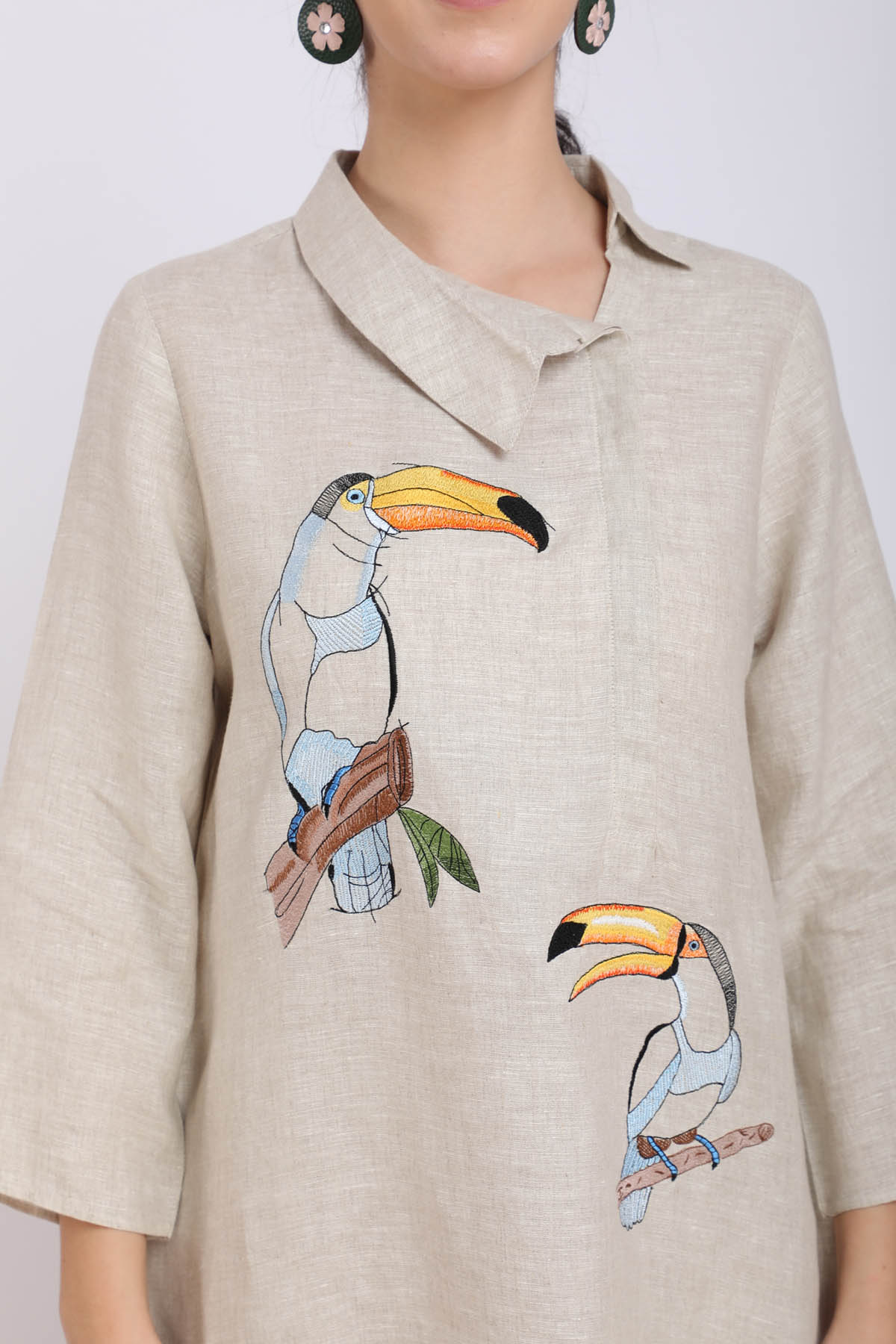 Tucan Bird Embroidered Tunic