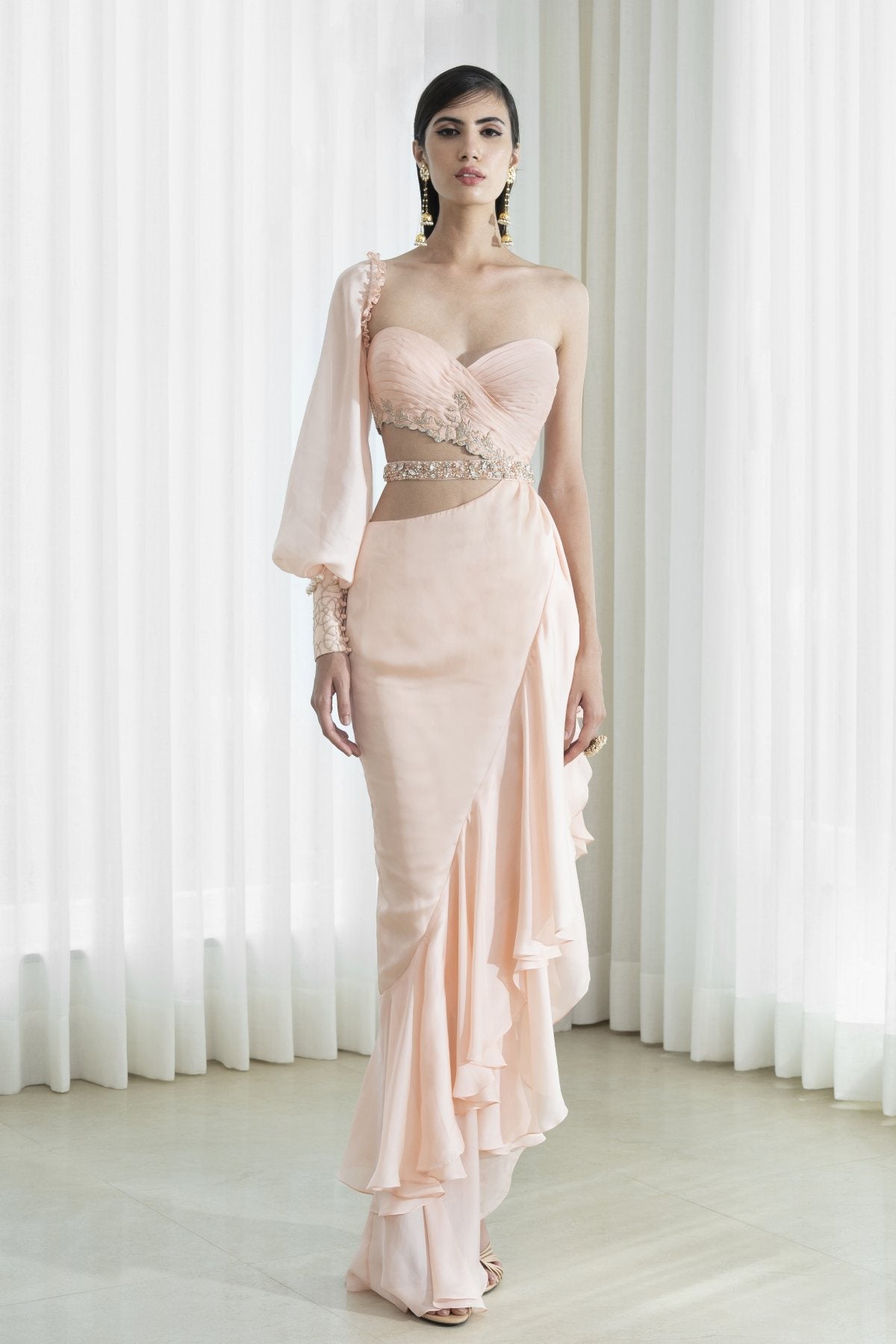 Buy Two Tier Ruffled Gown by Mandira Wirk