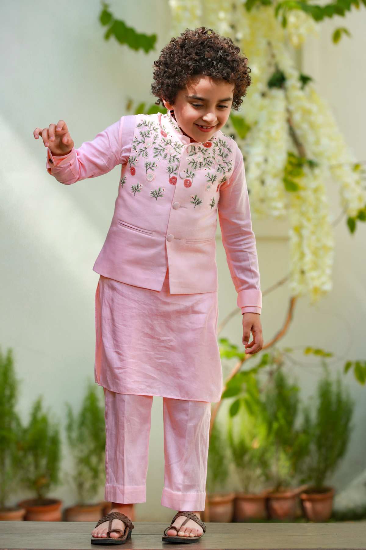 Buy Kids Designer Littleens Intricate embroidered nehru jacket Online at ScrollnShops