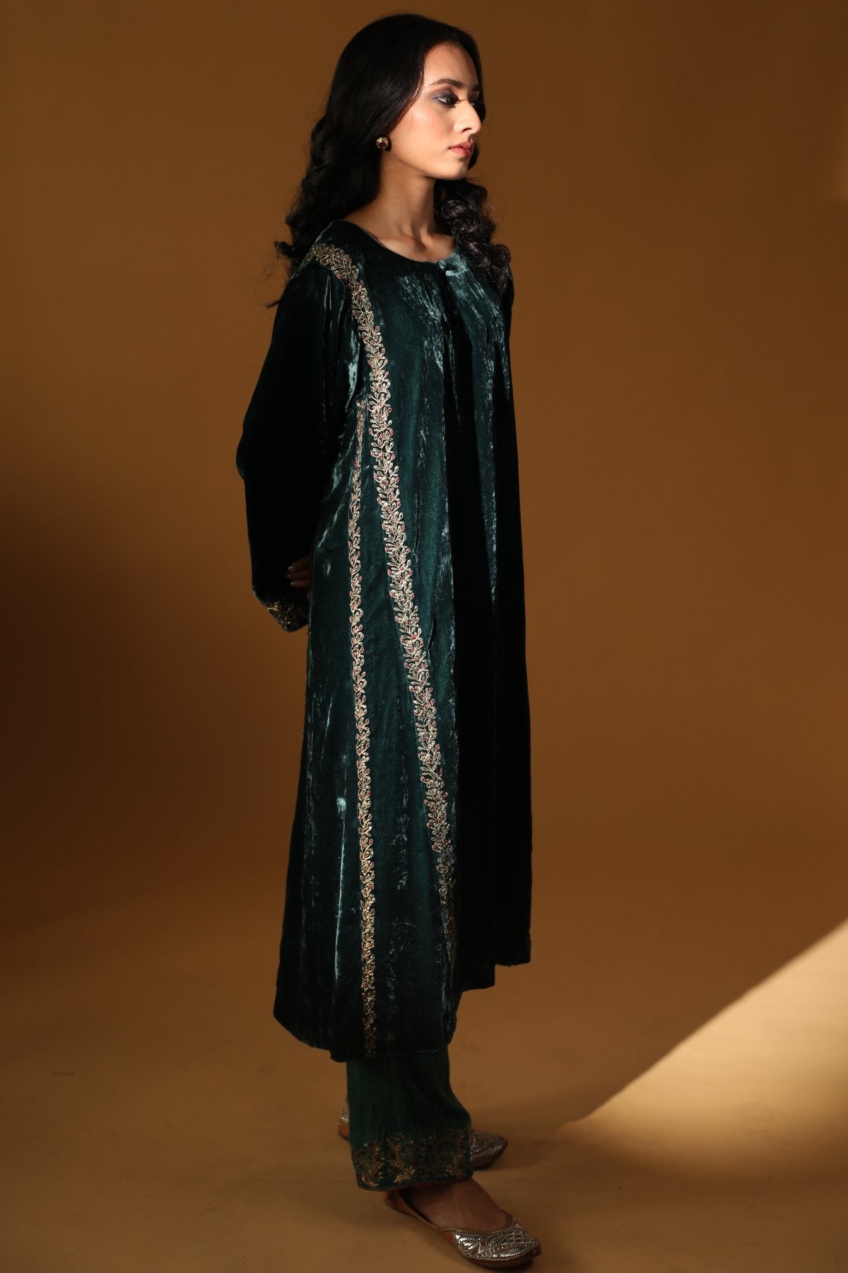 Teal Velvet Firan Kurta Set