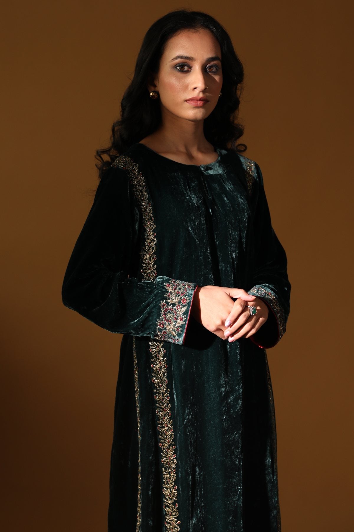 Teal Velvet Firan Kurta Set
