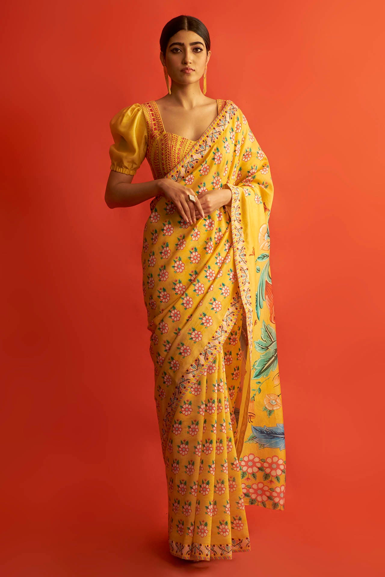 Yellow Chanderi Thread Blouse