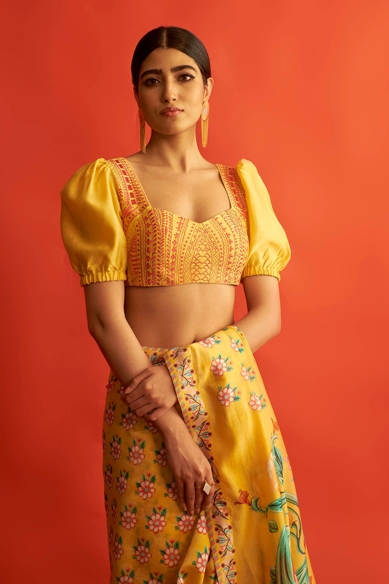 Yellow Chanderi Thread Blouse