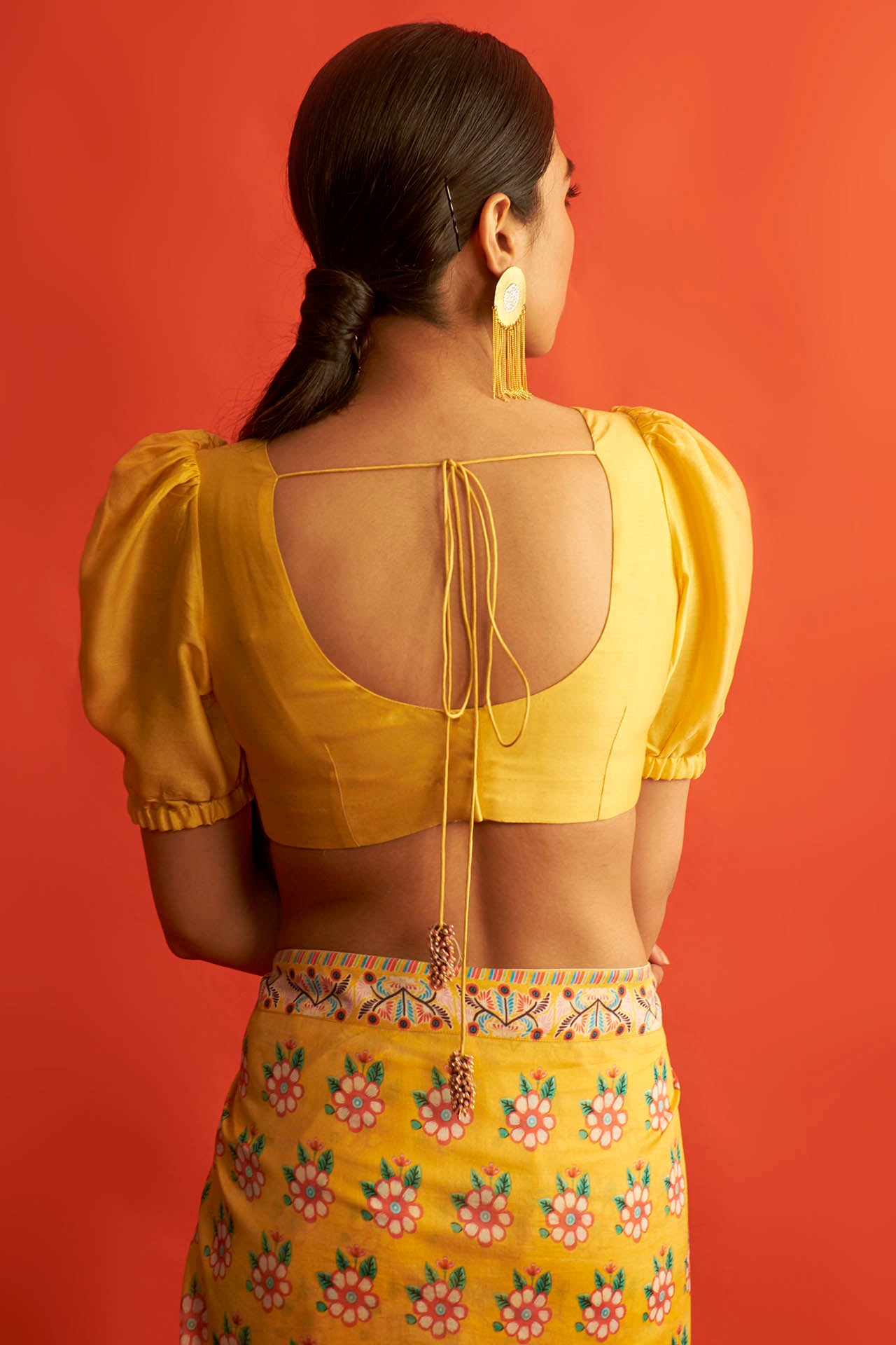 Yellow Chanderi Thread Blouse