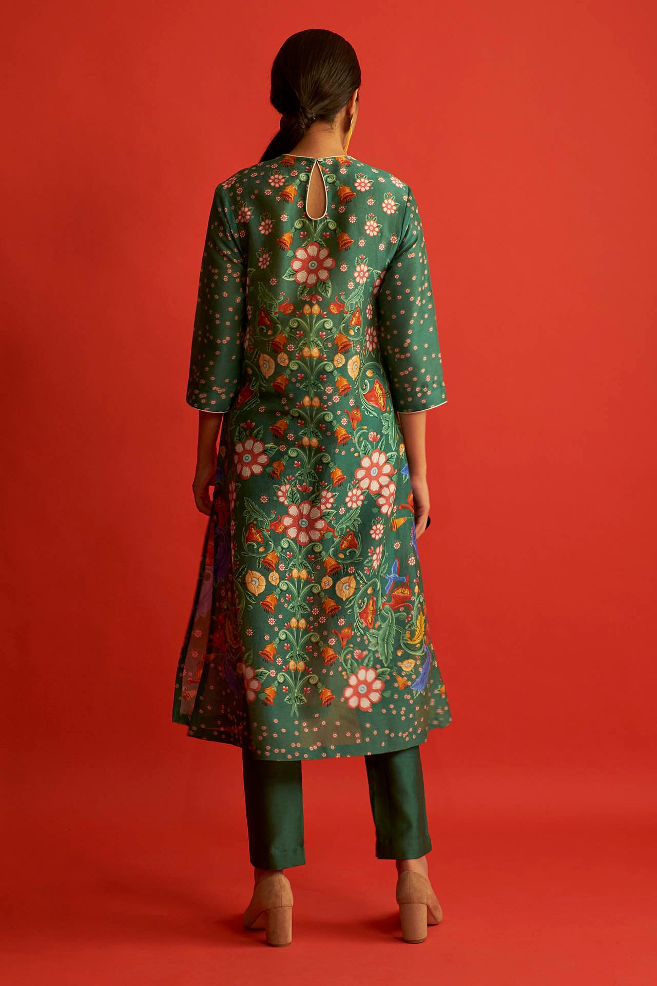 Emerald Green Floral Printed Kurta