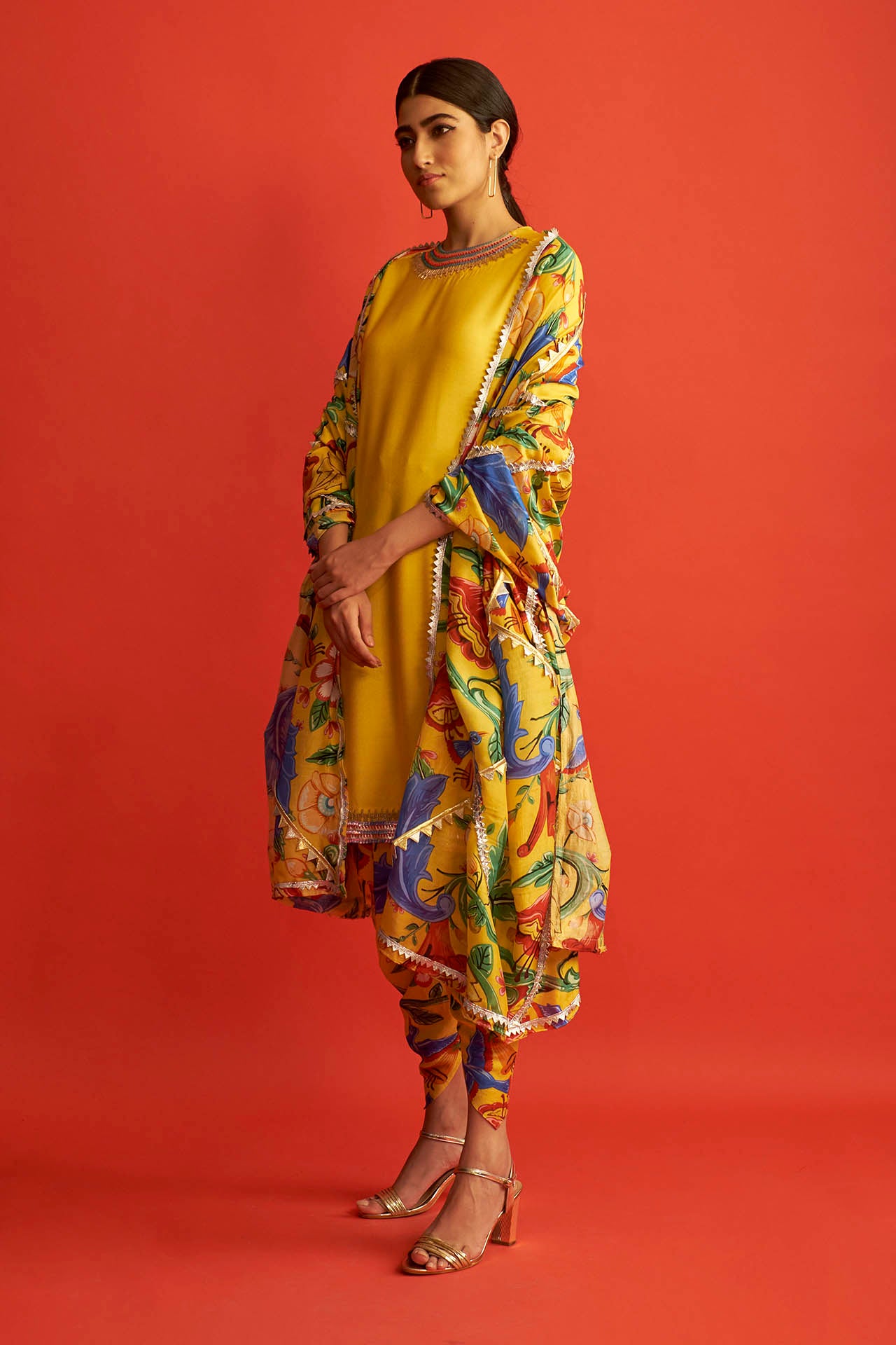 Yellow Embroidered Patiala Set