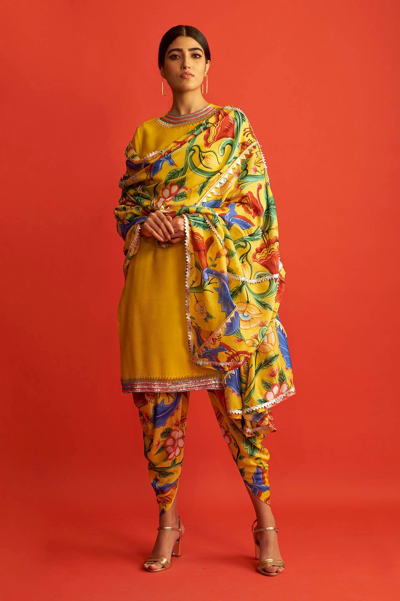 Yellow Embroidered Patiala Set