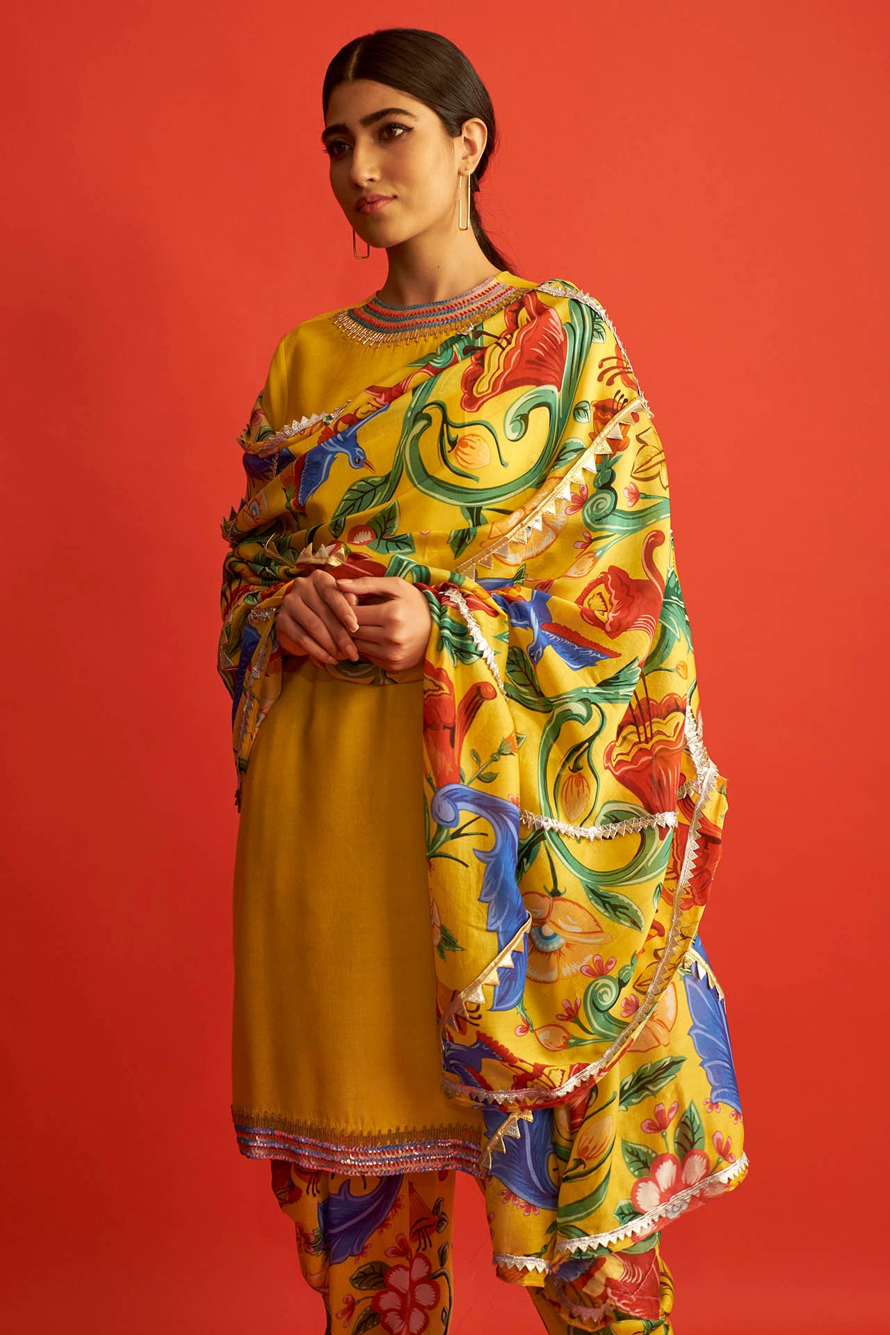 Yellow Embroidered Patiala Set