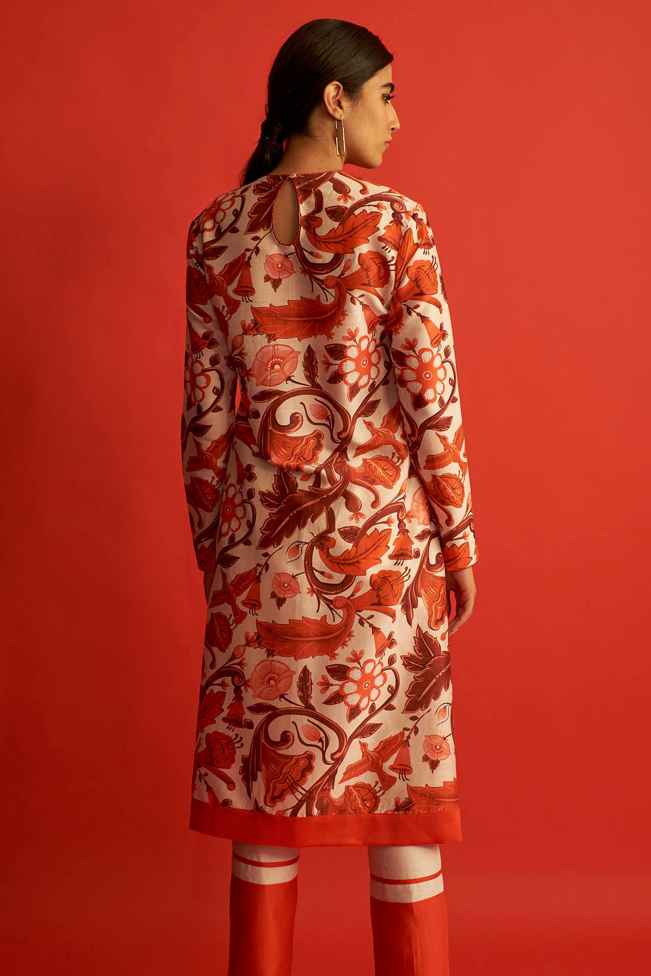 Red & White Digital Print Kurta