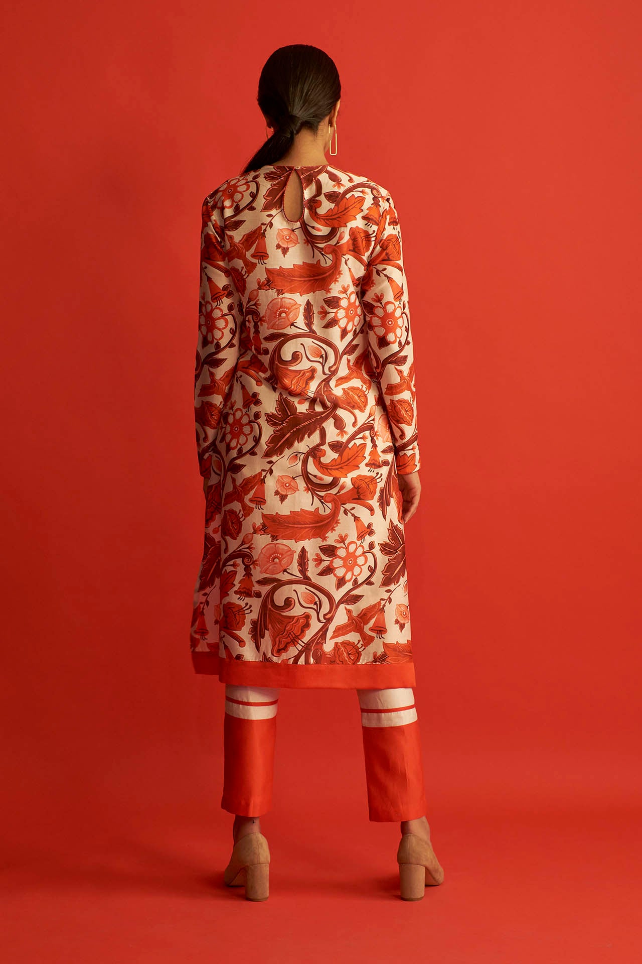 Red & White Digital Print Kurta