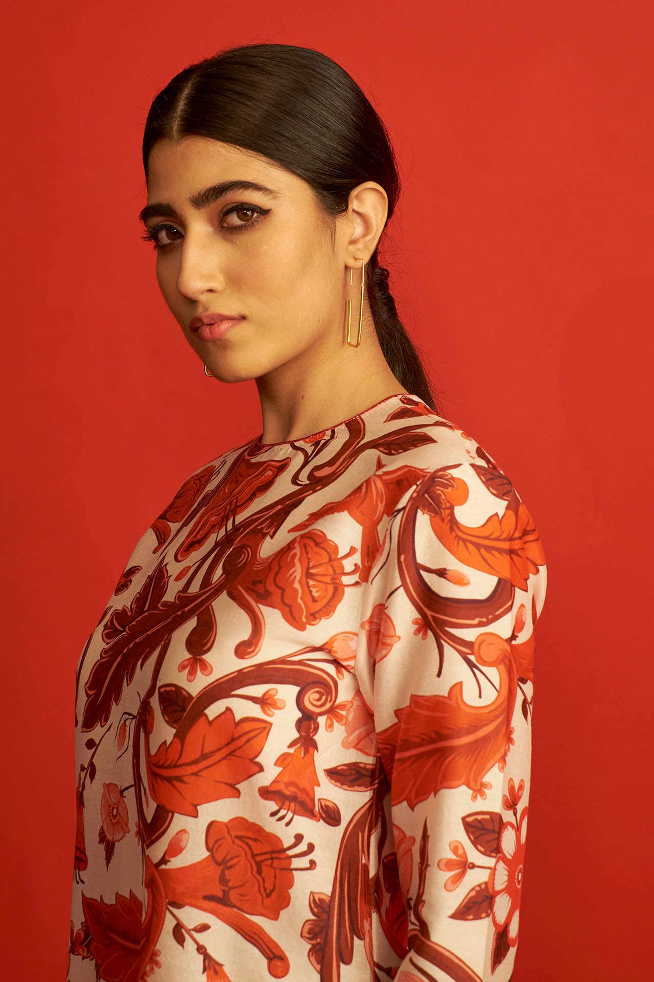 Red & White Digital Print Kurta