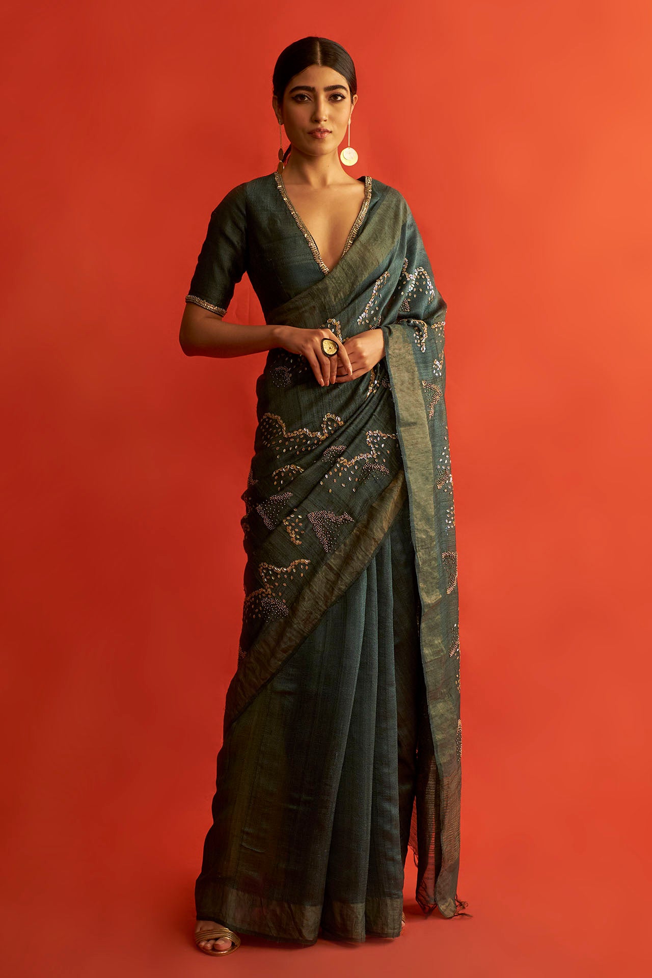 Green Tussar Silk Zari Saree